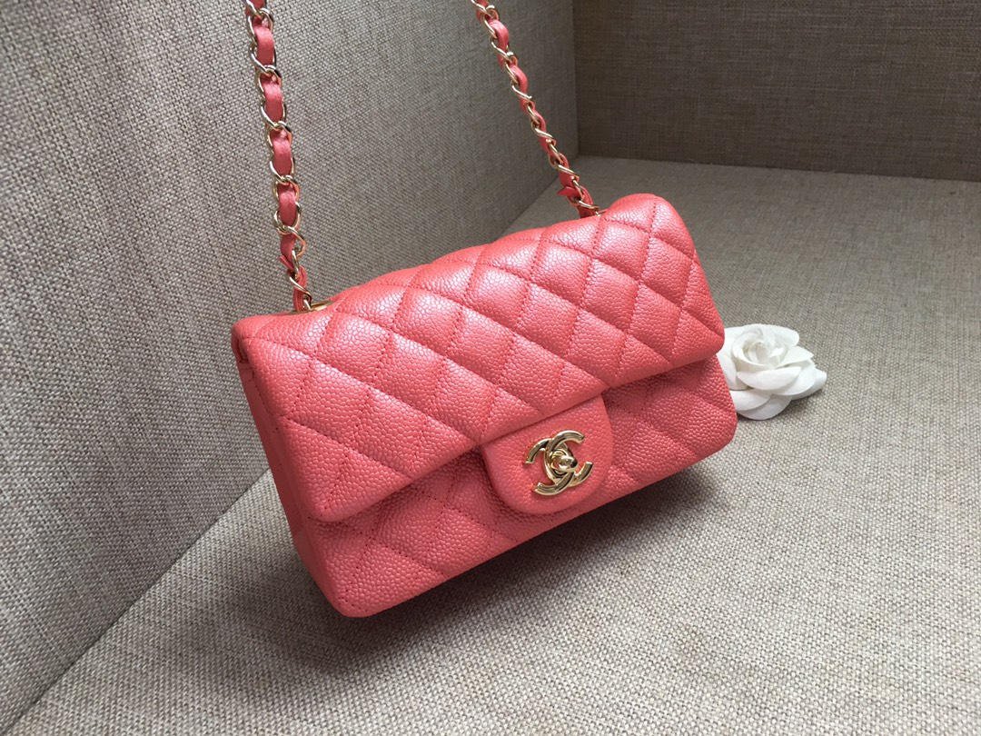 Small Classic Flap Caviar Bag A01116 Rose Pink/Gold